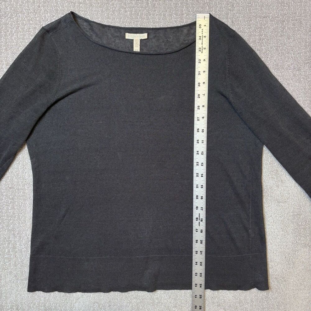 Eileen Fisher Organic Linen Blend Top Sz M Rolled Neck Minimalist Quiet Luxury - Picture 6 of 7